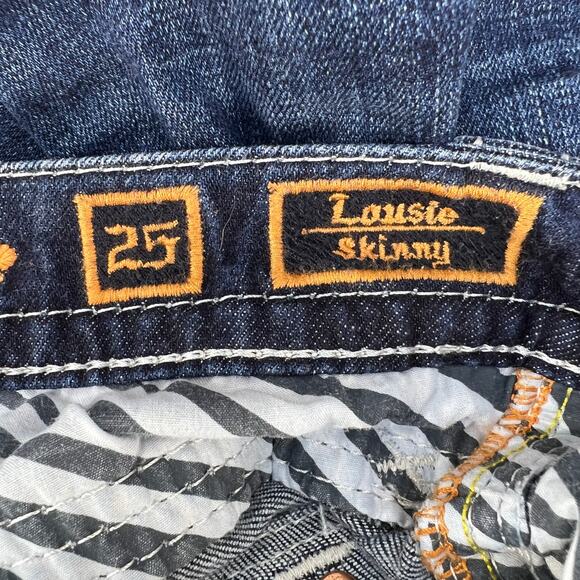 Rock Revival Jeans Women's 25 (2) Dark Blue Louise Skinny Preppy Normcore Blingy - Picture 8 of 15